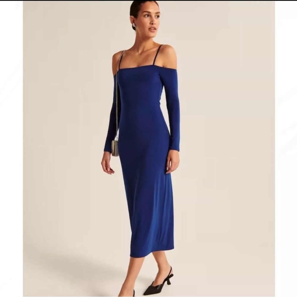 Abercrombie & Fitch Blue Cold Shoulder Sheath Dress